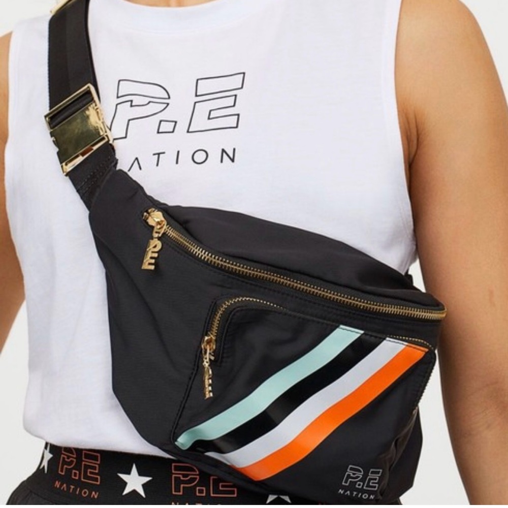 P.E Nation Black and Orange Belt Bag Sporty Design